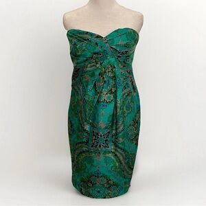 J. Crew Casbah Empire Waist Sweetheart Neck Silk Strapless Paisley Dress Size 10